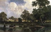 unknow artist Paysage d ete avec vaches dans la mare china oil painting artist